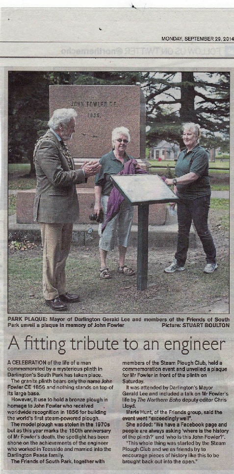 Northern Echo 29 September 2014