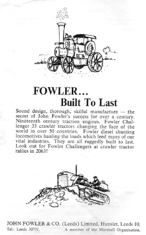 Advertisement for Fowlers from the programme of the Harewood House Rally 1963