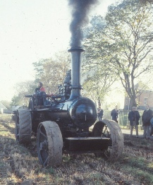 Mike Beeby on the footplate of Mick Hammond’s Fowler single 2269 at Redhill, Notts, on the occasion of a club visit on 29 October 1983.